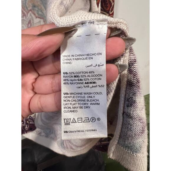 Chico’s Boho Paisley Open Front Cardigan M - Picture 6 of 6